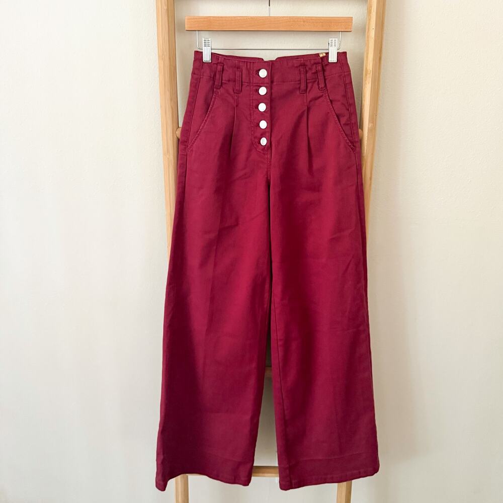 NWOT Maeve Anthropologie Women’s Size 25 Burgundy Wide Leg High Rise Pants